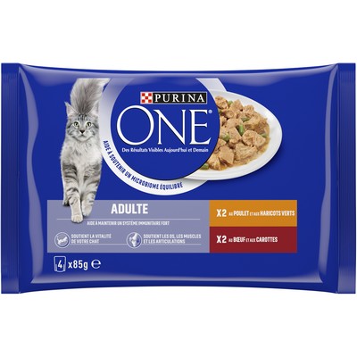One chat adulte poul/boeuf 4x85g