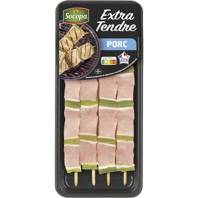Brochette porc extra tendre x4 340g