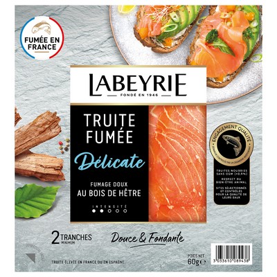 Truite fumee au bois de hetre 2 tranches 60g