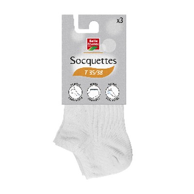 Socquette blanc T35/38 x3