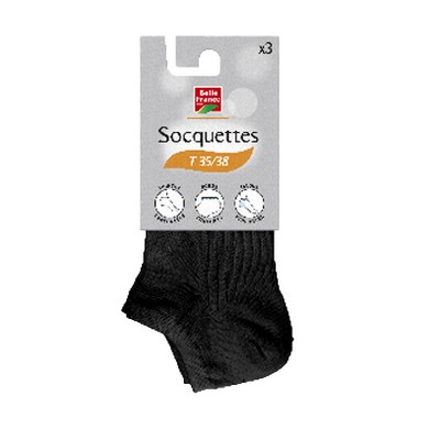 Socquette noir T35/38 x3