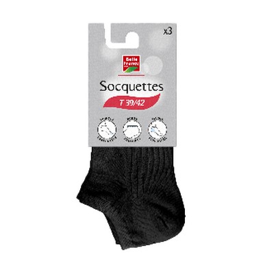 Socquette noir T39/42 x3
