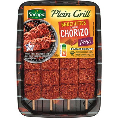Brochette P.Grill porc chorizo x4 400g