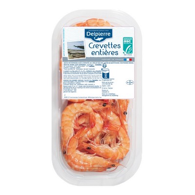 Crevettes entieres cuites 80/100 200g