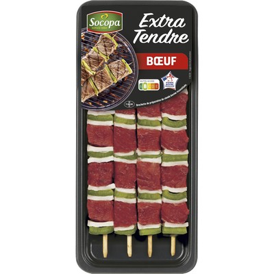 Brochettes xtra tend. boeuf x4 340g